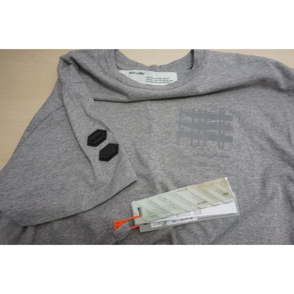 Off White Main Label Industrial Short Sleeve Over Tee Melange Grey XXS NEW